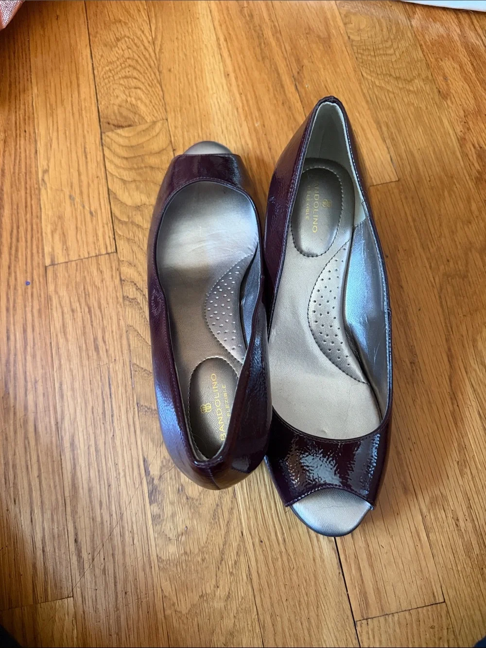 Bandolino Burgundy Patent Peep-Toe Heels